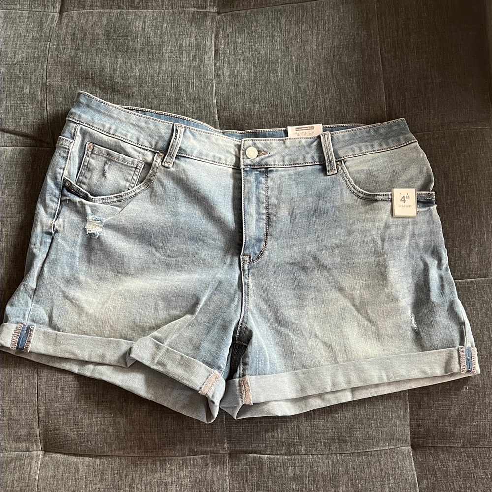 Time and Tru Mid-Rise Blue Denim Shorts